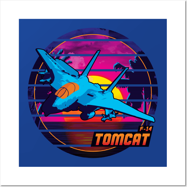 Neon Retro F-14 Tomcat Wall Art by patrickkingart